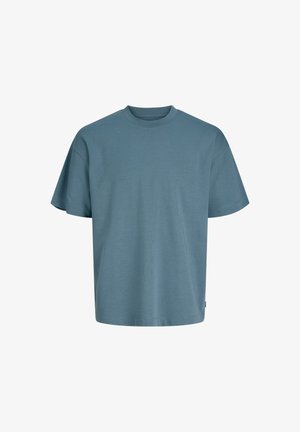 Maglietta a maniche corte di colore azzurro chiaro in cotone, con scollo tondo e vestibilità comoda. Tessuto liscio con dettagli di design minimi.