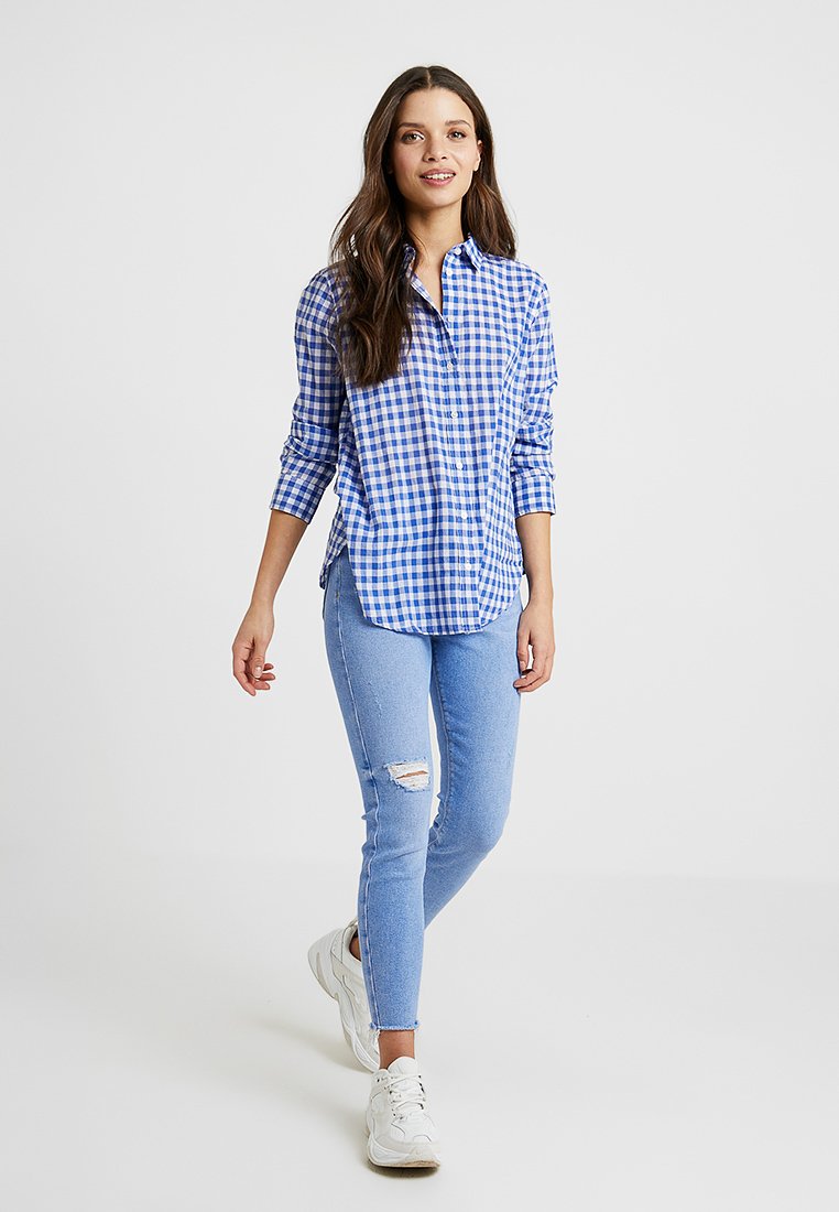 J.CREW PETITE CLASSIC FIT BOY SHIRT IN CRINKLE GINGHAM J.CREW PETITE CLASSIC FIT BOY - Skjorte - white