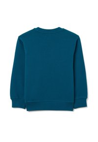 Teal langemouwen sweatshirt gemaakt van een zachte katoenmix. Kenmerkt zich door ribgebreide manchetten en zoom, met een effen achterkant en ronde halslijn.