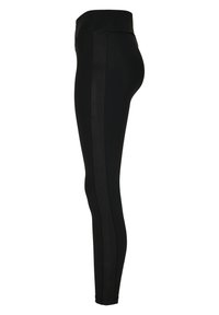 Urban Classics LADIES HIGHWAIST SHINY STRIPE LEGGINGS - Leggings - Pantaloni - black/black