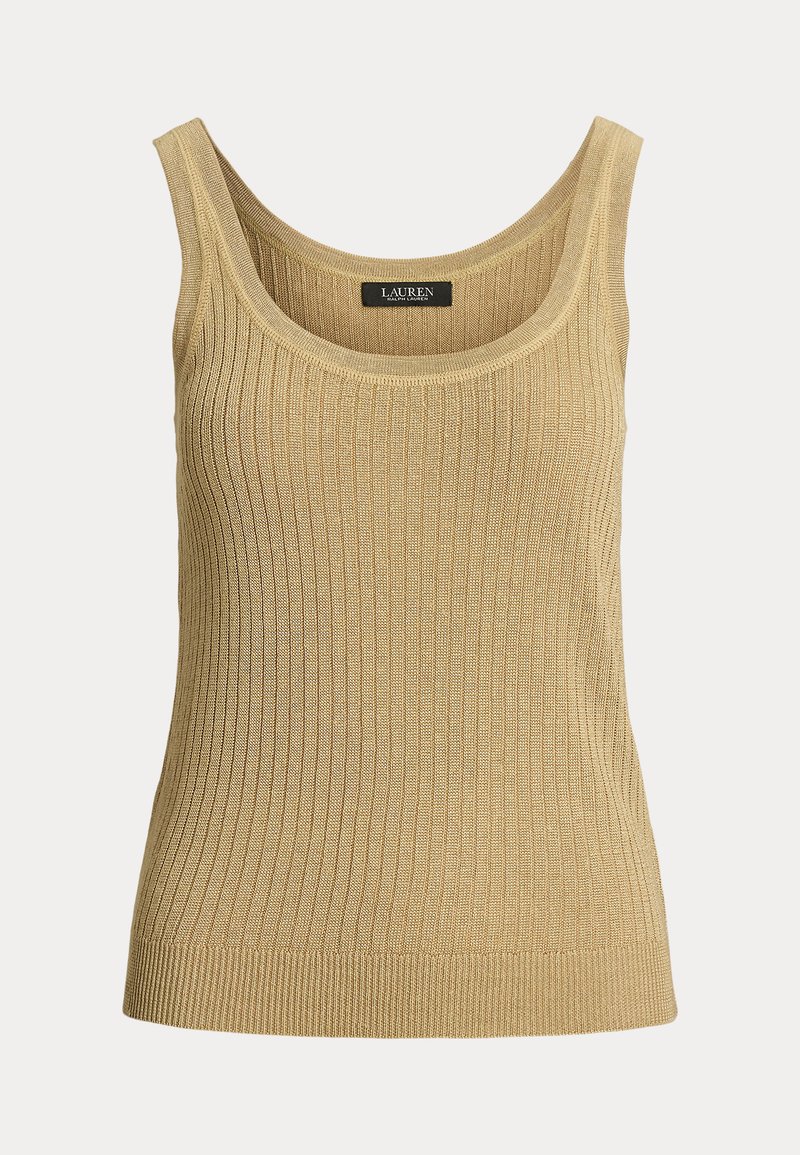 Lauren Ralph Lauren Rib Knit Linen Blend Sweater Tank Top - Top - camel ...