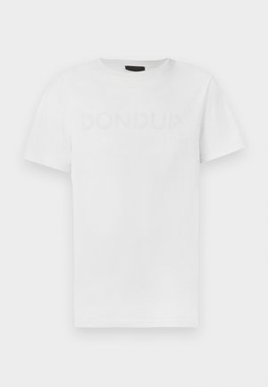 Λευκό βαμβακερό κοντομάνικο μπλουζάκι με στρογγυλή λαιμόκοψη και κοντά μανίκια, με διακριτικό, τονικό λογότυπο "DONDUP" τυπωμένο στο μπροστινό μέρος.