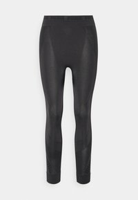 Leggings atléticos pretos com uma textura suave, acabamento refletor e painéis curvos subtis. Apresenta uma cinta larga com a marca.