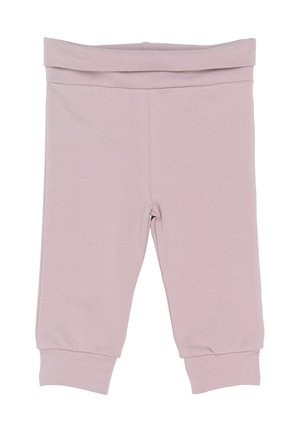 Šviesiai rožinės medvilninės leginsai su elastinga juosta ir apvartu. Minkšta tekstūra ir paprastas dizainas, tinkantis kasdieniam dėvėjimui.