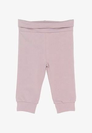 Lyserøde bomuldsleggings med elastisk talje og opsmøjede sømm. Blød tekstur og enkelt design, velegnet til afslappet brug.