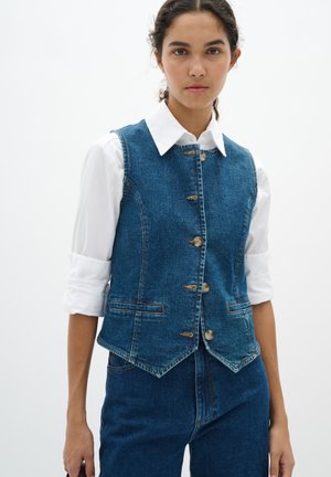 SALINE - Waistcoat - dark blue denim