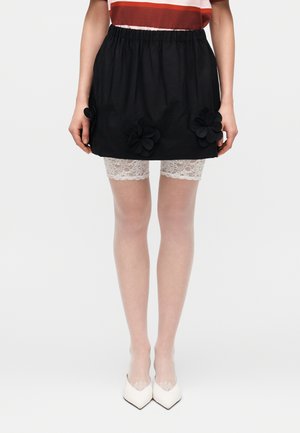 FLORAL SHIRTING MINI SKIRT - Minijupe - jet black