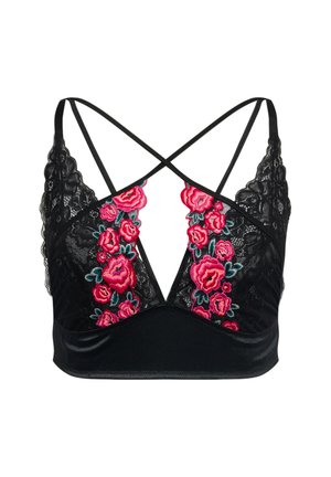 Ulla Popken, EMBROIDERED PINK BRALETTE - Triangle bra - black