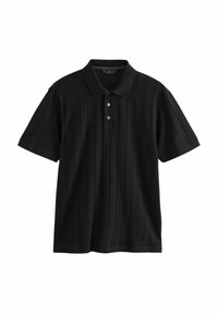Next SLIM FIT TEXTURED CASUAL BUTTON NECK - Poloshirt - black