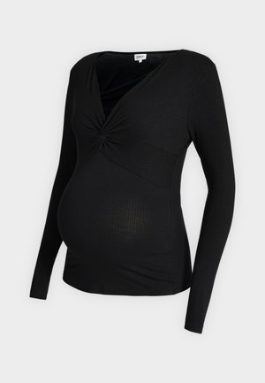 ONLY MATERNITY, OLMLOA V NECK KNOT - Langarmshirt - black
