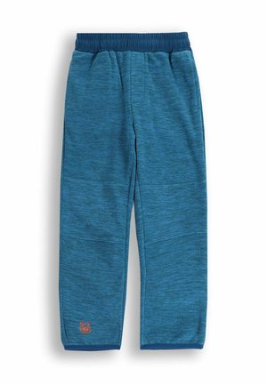 Niebieskie, melanżowe dresowe spodnie z elastycznym pasem, bocznymi kieszeniami oraz małym pomarańczowym logo nad mankietem.
