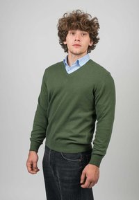 Dalle Piane Cashmere V-NECK - Strickpullover - verde khaki