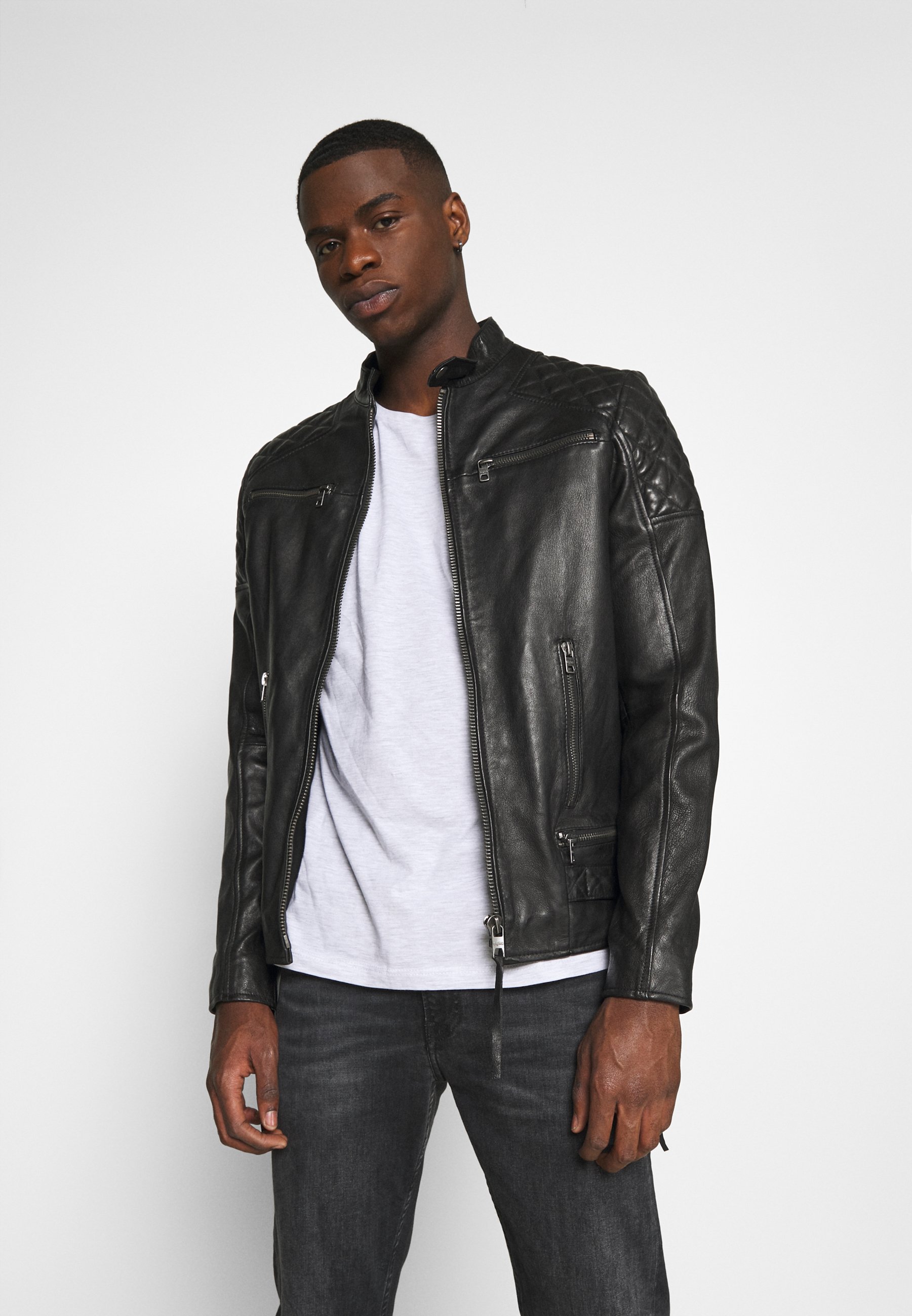 Leder Jacke Tigha Lederjacke Bordeaux Herren Biker Jacket Tigha