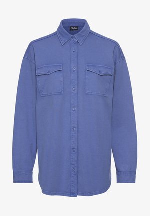 Sininen napillinen paita, joka on valmistettu puuvillasekoitekankaasta. Ominaisuuksiin kuuluu kaksi rintataskua, pitkät hihat ja kauluksellinen kaula. Sujuva rakenne ja yksinkertainen suunnittelu.