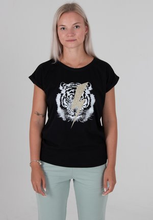 CLASSIC ROLL UP  TIGERFLASHPHO - Print T-shirt - black