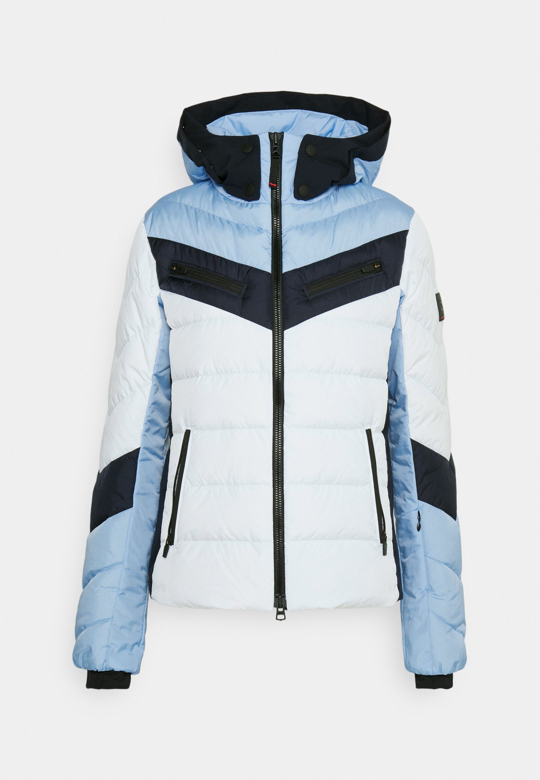 light blue ski jacket