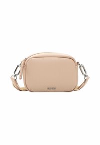 Borsa a tracolla in pelle SURI FREY di colore rosa soft, forma rettangolare, finitura testurizzata, dettagli in metallo argentato, con tracolla regolabile.