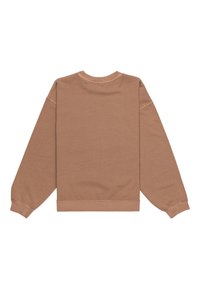 Felpa marrone con scollo rotondo, polsini e orlo a coste. Tessuto morbido al tatto, con un design semplice e privo di decorazioni.