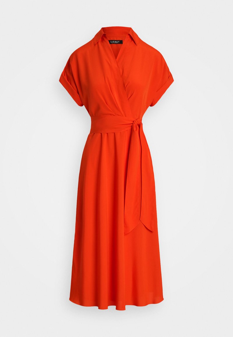 ralph lauren orange wrap dress Lauren Ralph Lauren Neon Orange Paisley Dress Size 12 Wrap Wedding NWOT