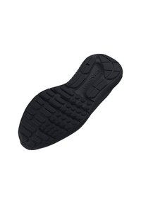 Suela de zapatilla de goma negra con patrones de agarre texturizados, que presentan nódulos elevados y líneas horizontales para mejorar la tracción y flexibilidad.