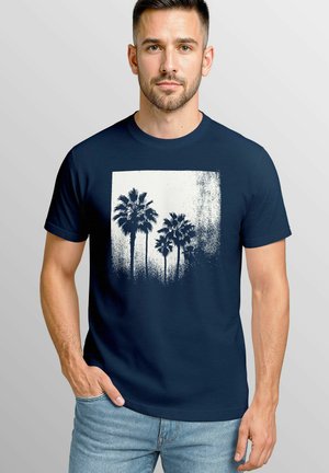 PALMEN FOTO VINTAGE STYLE FRONT STRAND - Print T-shirt - navy