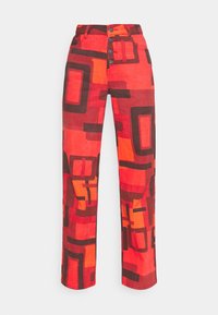 PRINTED SLOUCHY FIT SMOKE PRINT - Calças de ganga à boca de sino - red