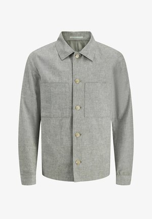 Hallide, tekstureeritud särk-jakk, millel on kraega kaelus, ees nööbid ja kaks plaastritaskut. Valmistatud kergest kangast.