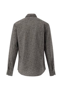 Langarmhemd in dunkler Farbe mit einem kleinen, bunten Blumenmuster. Verfügt über einen klassischen Kragen und knöpfbare Manschetten.