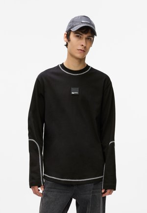 CONTRAST STITCH - Top dugih rukava - black