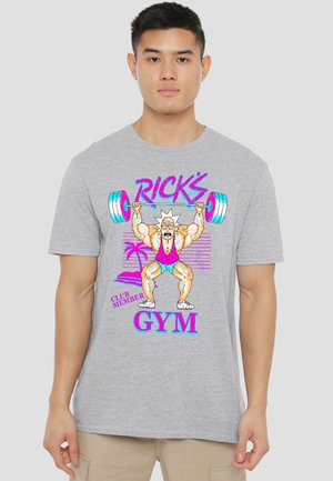 Cotton Soul, RICK AND MORTY RICKS GYM - Print T-shirt - mottled light grey