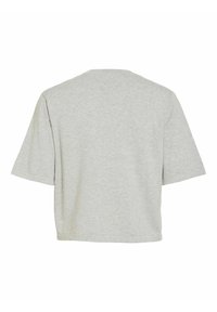 Gray short-sleeve t-shirt with a loose fit, round neckline, and soft cotton material. Plain back without patterns or accents.