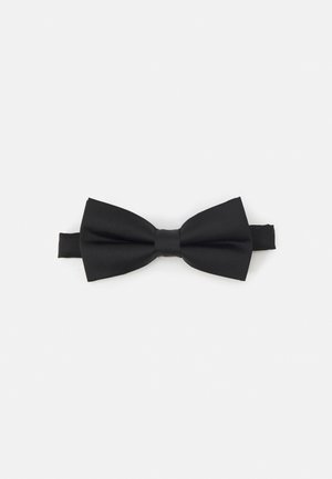 Papillon nero realizzato in tessuto liscio con una forma strutturata. Presenta un nodo centrale e una fascia elastica regolabile per una vestibilità ottimale.