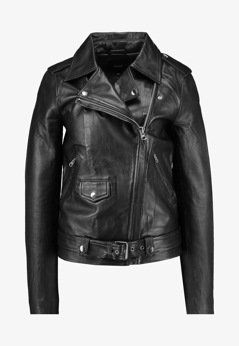 OBJNANDITA JACKET Leren jas black OBJNANDITA JACKET Leren jas black