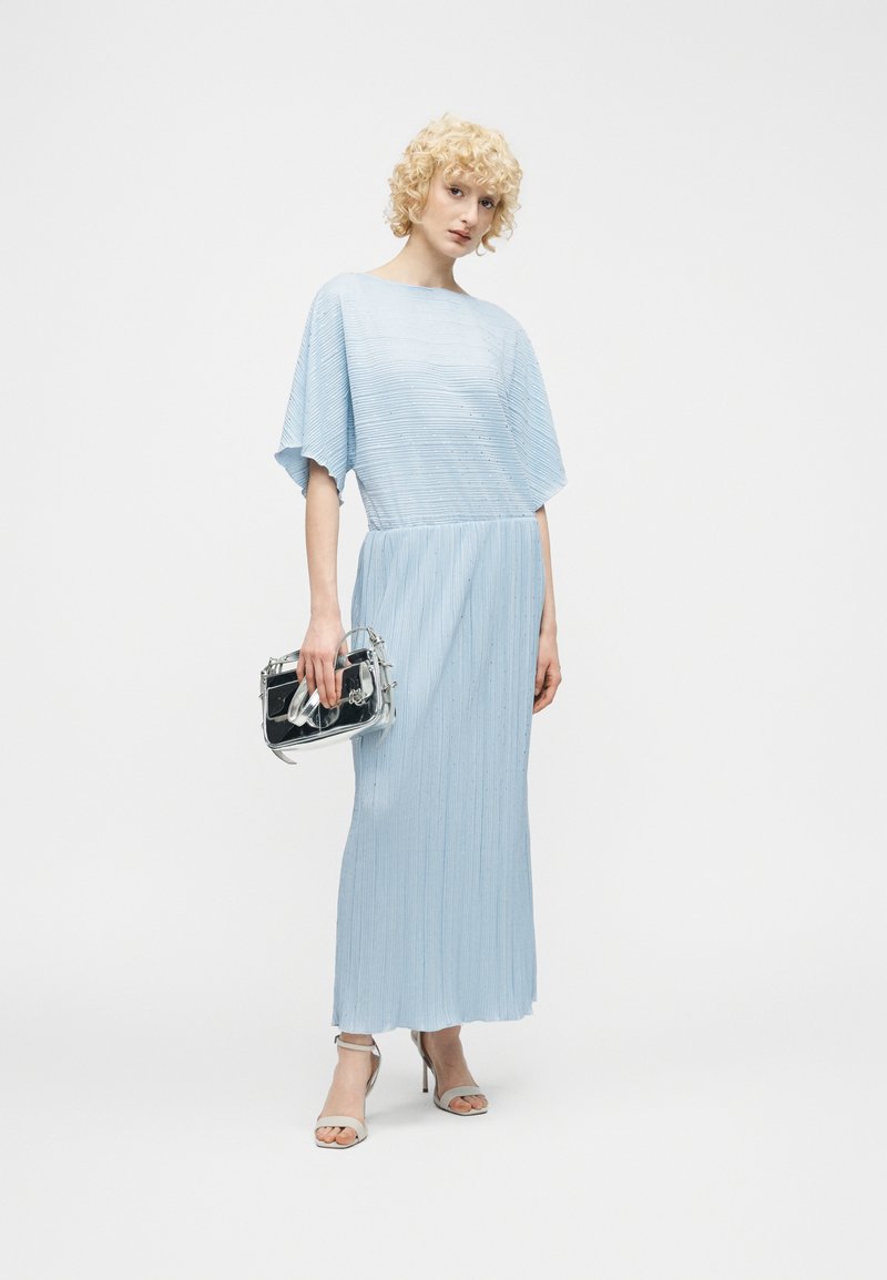 yas pleated maxi dress YAS structured taffeta pleated maxi dress in gardenia white
