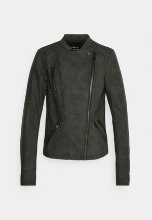 ONLAVA BIKER - Faux leather jacket - black