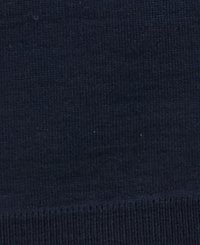 Σκούρο ναυτικό μπλε πλεκτό ύφασμα με ορατή ραβδωτή υφή κατά μήκος του κάτω άκρου.