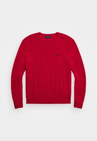 CABLE-KNIT COTTON QUARTER-ZIP JUMPER - Jumper - red