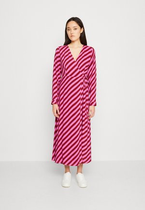 YAS YASSAVANNA LONG WRAP DRESS - Φόρεμα ημέρας - pink/rhubarb stripe