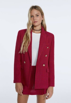 MIT STRUKTURMUSTER UND METALLKNÖPFEN - Blazer - dark red