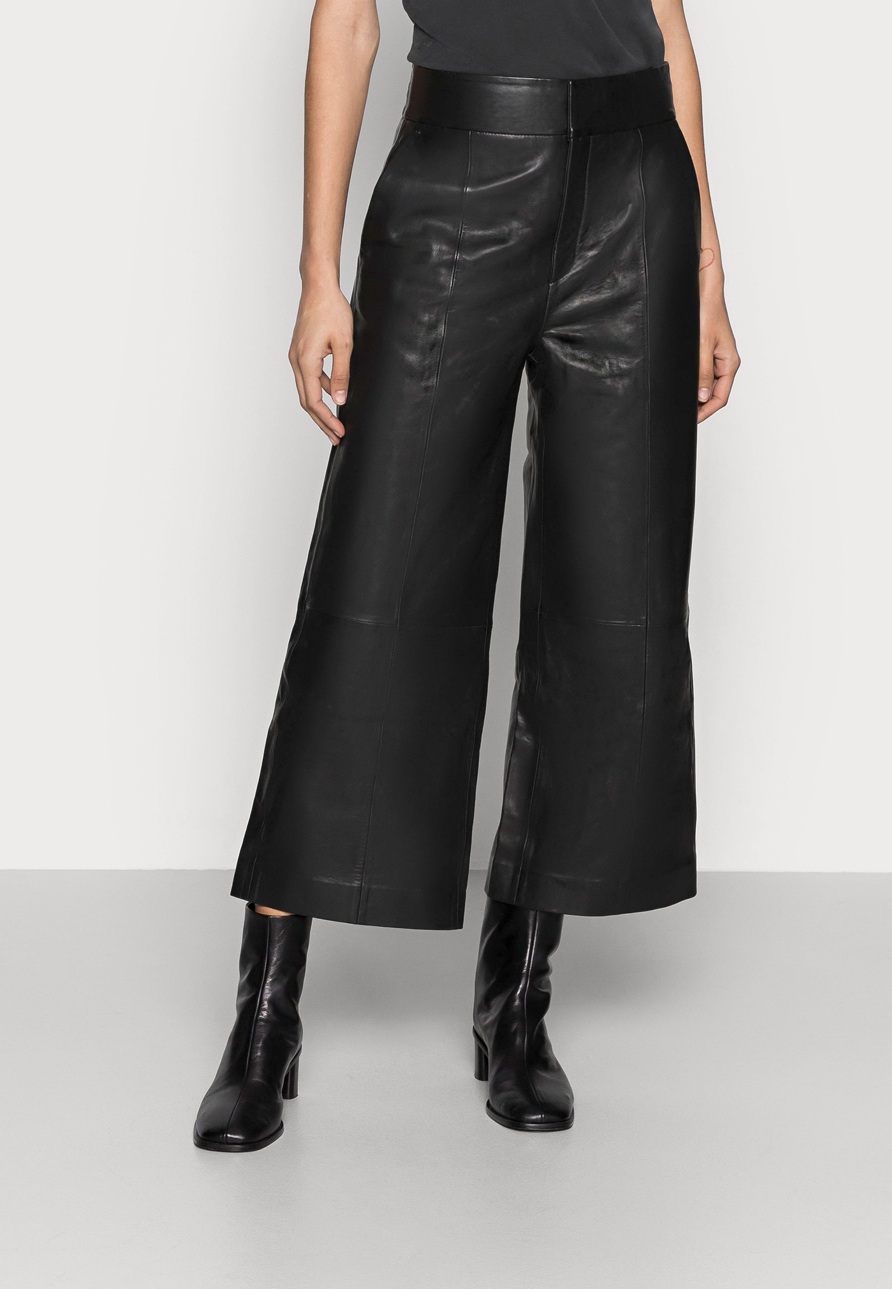 InWear Karleen Culotte Pant Leather Trousers, Women's, Size: 8, Black