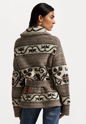 WOOL-BLEND SHAWL-COLLAR CARDIGAN - Cardigan - beige