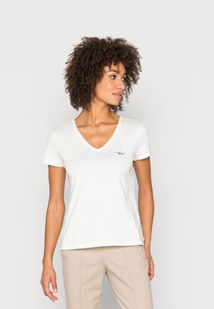RELAXED V NECK TEE - Basic T-shirt - gardenia white