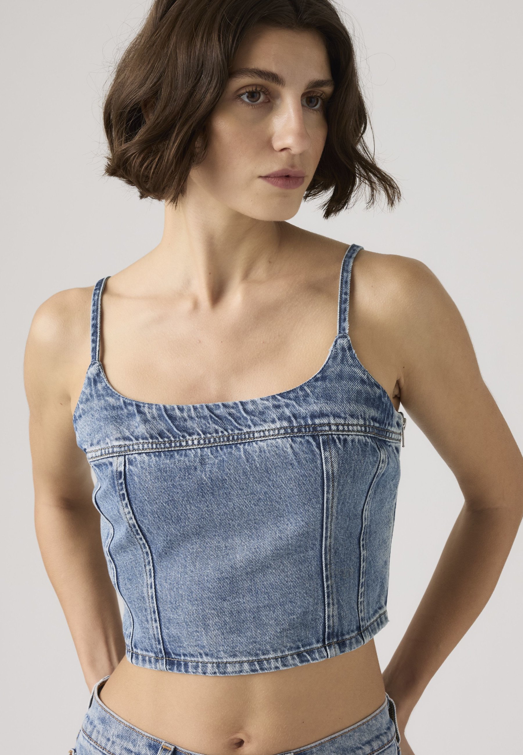Levi's® JADINE DENIM CAMI TANK - Top - twisted stone/blue denim