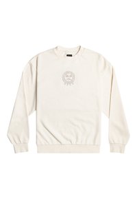 Felpa di colore crema con maniche lunghe, polsini a costine e scollo rotondo. Presenta un ricamo di un sole al centro. Tocco morbido.