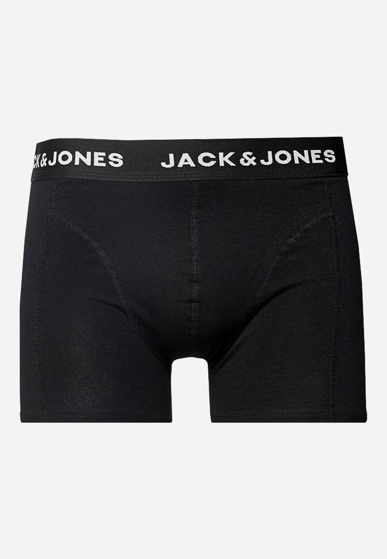 Schwarze Boxer-Shorts für Männer mit elastischem Bund von "JACK & JONES" und sichtbaren Nahtverbindungen vorne und an den Seiten.