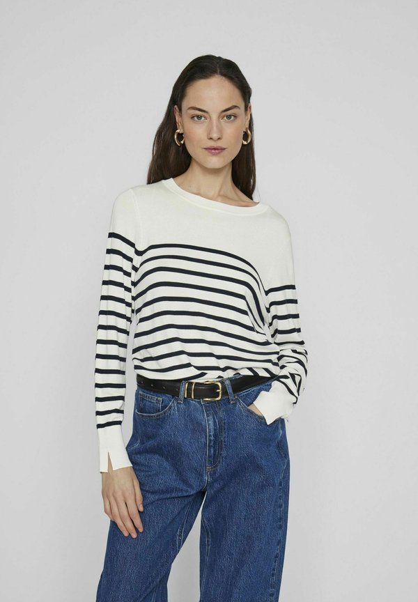 RUNDHALS - Strickpullover - cloud dancer