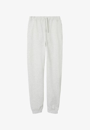 Lichtgrijze sweatpants van zachte stof, met een elastische tailleband, verstelbaar trekkoord en geribbelde manchetten bij de enkels.
