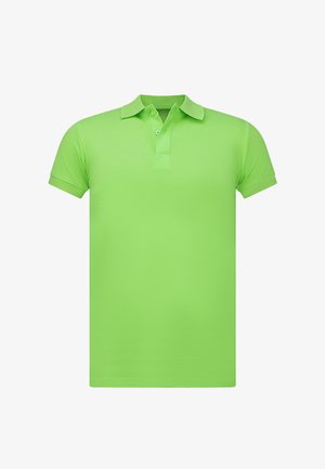 Korte mouw polo shirt in felgroen, met een klassieke kraag, een placket met twee knopen en een gladde, lichte textuur.