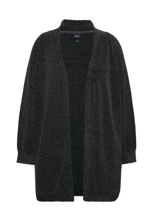 Cardigan nero, texturizzato, con maniche lunghe e ampie e apertura frontale. Realizzato in morbido knit, presenta una vestibilità leggermente rilassata e orlo a coste.