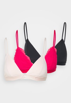 PEONY 3 PACK - Biustonosz z trójkątną miseczką - pink/black